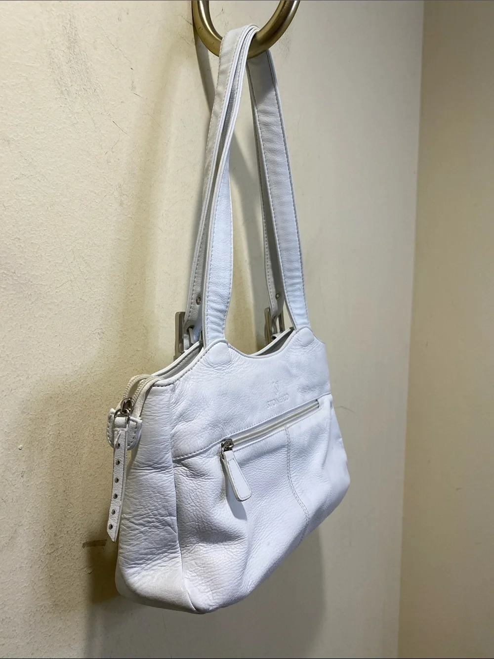 Stone & Co White Leather Shoulder Bag